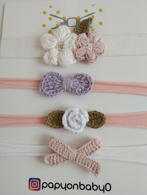 4'Lü Set Örgü Motifli Saç Bandı - Çok Renkli - Organik & El Yapımı