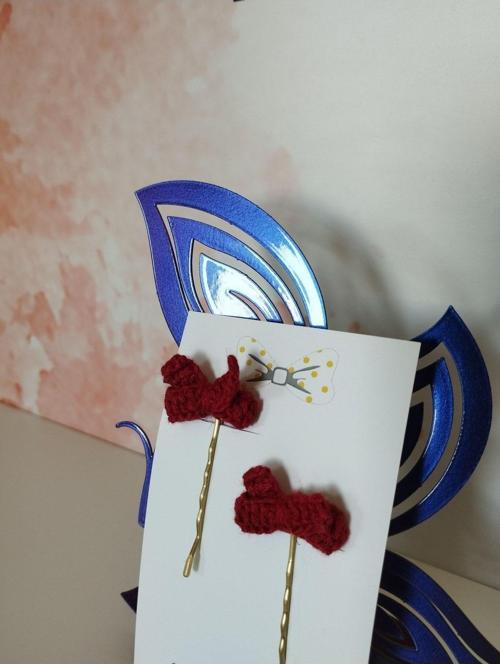 Örgü Fiyonk Tel Toka - Bordo - Organik & El Yapımı