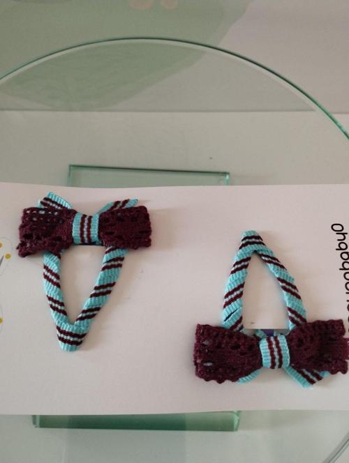 Örgü Fiyonk Çıt Çıt Toka - Mavi & Kahverengi - Organik & El Yapımı