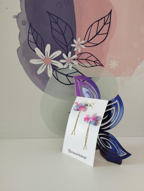 Örgü Fiyonk Tel Toka - Pembe - Organik & El Yapımı