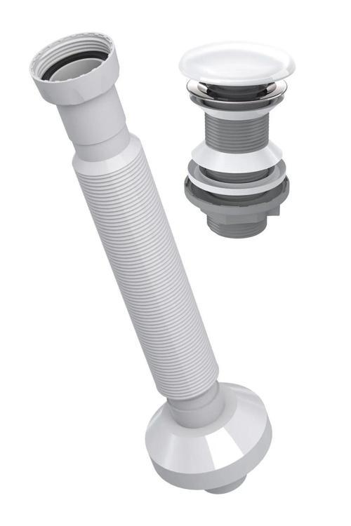 Yt650 Seramik Başlıklı Taşmasız Bas Aç Lavabo Gider Sifonu Beyaz