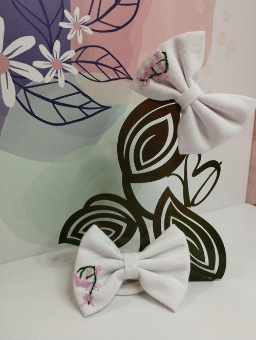 2'Li Set Fiyonk Toka - Beyaz - Organik & El Yapımı