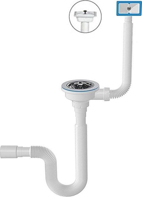 Yt41 Üniversal Yandan Dik Taşmalı Çöpmak Mutfak Evye Gider Sifonu Beyaz