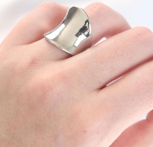 Silver Renk Ayarlanabilir Kavisli Ayna Yüzük