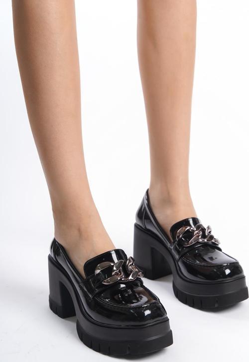 Kadın Guzi Siyah Rugan 8 cm Topuklu Platformlu Ayakkabı
