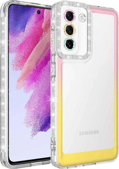 Galaxy S20 Fe Ile Uyumlu Kılıf Taşlı Ve Renk Geçiş Tasarımlı Lens Korumalı Park Kapak
