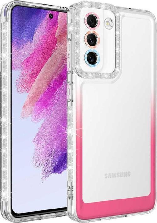 Galaxy S20 Fe Ile Uyumlu Kılıf Taşlı Ve Renk Geçiş Tasarımlı Lens Korumalı Park Kapak