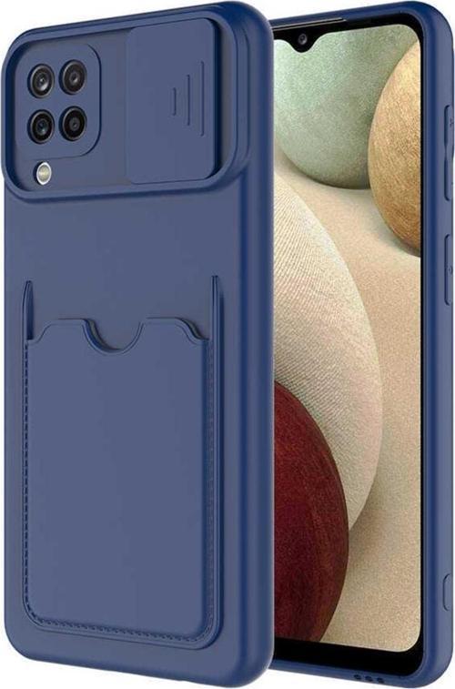 Galaxy M32 Kılıf Kamera Korumalı Ve Kart Gözlü Artiks Kapak Lacivert