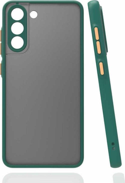 Galaxy S21 Fe Ile Uyumlu Kılıf Lastik Desen Kenar Kamera Korumalı Arkası Şeffaf Halx Koyu Yeşil
