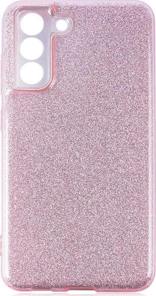 Galaxy S21 Fe Ile Uyumlu Kılıf Simli Parlak Çift Katmanlı Shining Silikon Pembe