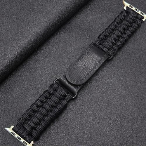 Apple Watch 3/4/5/6 Ile Uyumlu 38mm Kayış Hasır Örme Stricken Kordon Siyah