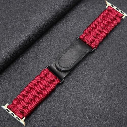 Apple Watch 3/4/5/6 Ile Uyumlu 44mm Kayış Hasır Örme Stricken Kordon Kırmızı