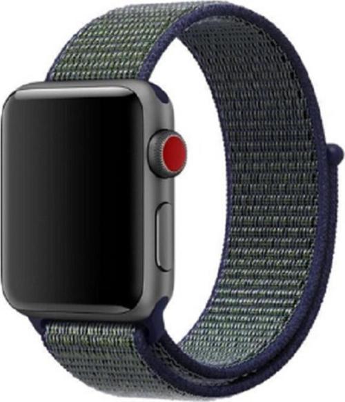 Apple Watch 38-40 mm Bilekli Siyah Yeşil Fabric Kumaş Kayış Kordon