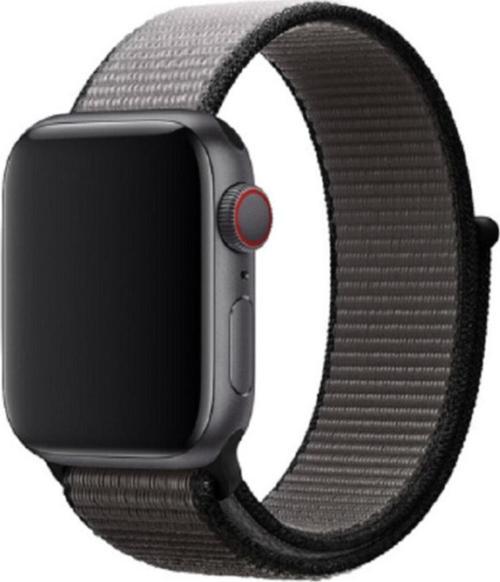 Apple Watch 38-40mm Bilekli Kumaş Kayış Kordon Siyah-gri Fabric K4