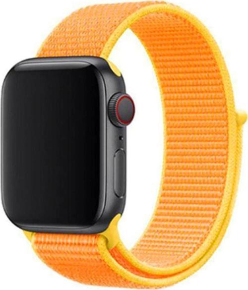 Apple Watch 38mm Bilekli Kumaş Kayış Kordon Turuncu Sarı