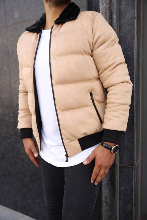 Erkek Süet Şişme Mont