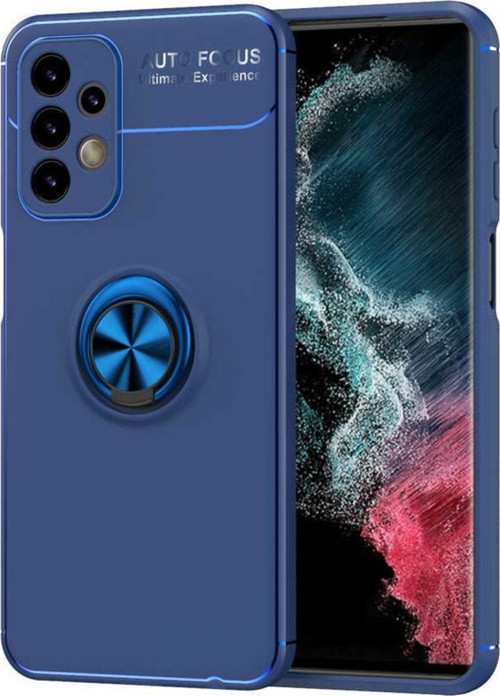 Galaxy S22 Ultra Kılıf Yüzük Tutuculu Mıktanıslı,standlı Novel Silikon Mavi