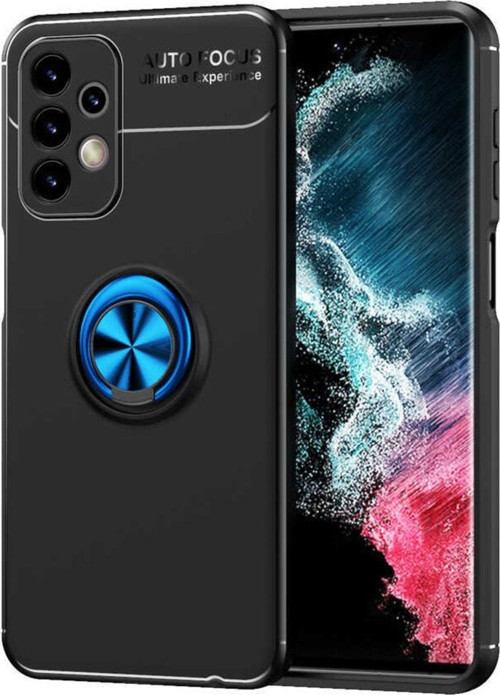 Galaxy S22 Ultra Kılıf Yüzük Tutuculu Mıktanıslı,standlı Novel Silikon Siyah-mavi