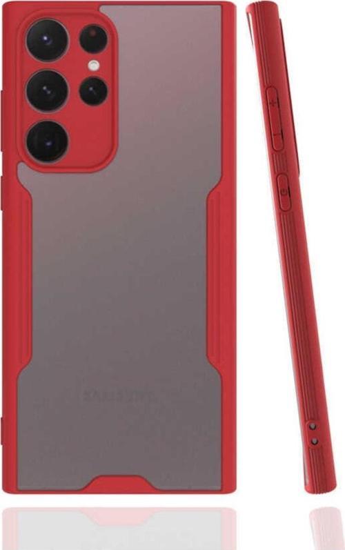 Galaxy S22 Ultra Renkli Kenar Perfe Tpu Silikon Kırmızı