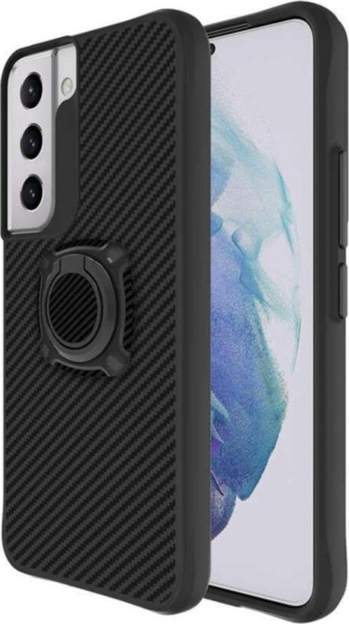 Galaxy S22 Uyumlu Kılıf Standlı Yüzük Tutuculu Black Kılıf Siyah