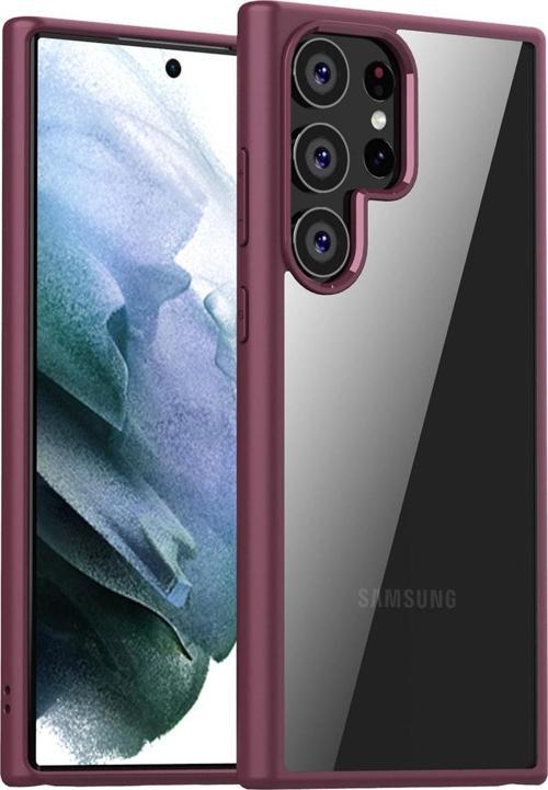 Galaxy S23 Ile Uyumlu Kılıf Kenar Renkli Arkası Şeffaf Kamera Koruma Impact Protectıon Kılıf Plum