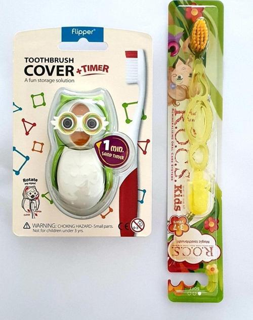 R.O.C.S 3-7 Yaş Diş Fırçası Ve Yeşil Baykuş Diş Fırça Kabı