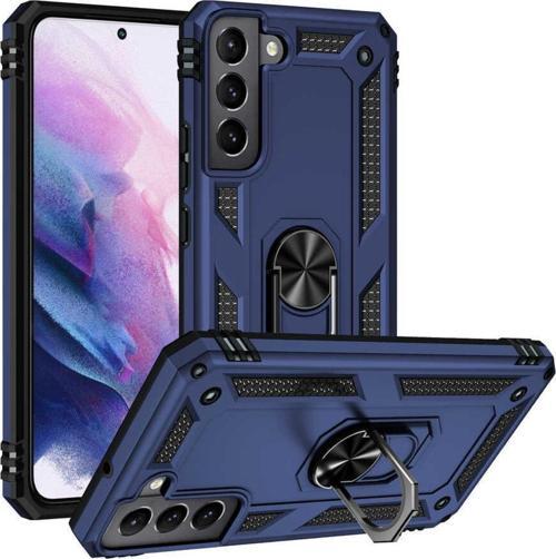 Galaxy S22 Ile Uyumlu Kılıf Shockprof Yüzük Tutuculu Vega Mavi