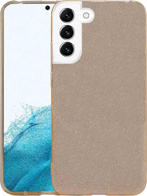 Galaxy S22 Ile Uyumlu Kılıf Simli Parlak Çift Katmanlı Shining Silikon Gold