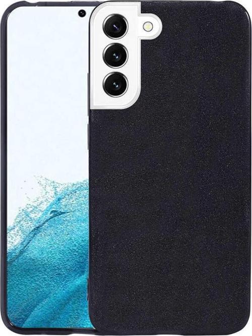 Galaxy S22 Ile Uyumlu Kılıf Simli Parlak Çift Katmanlı Shining Silikon Siyah