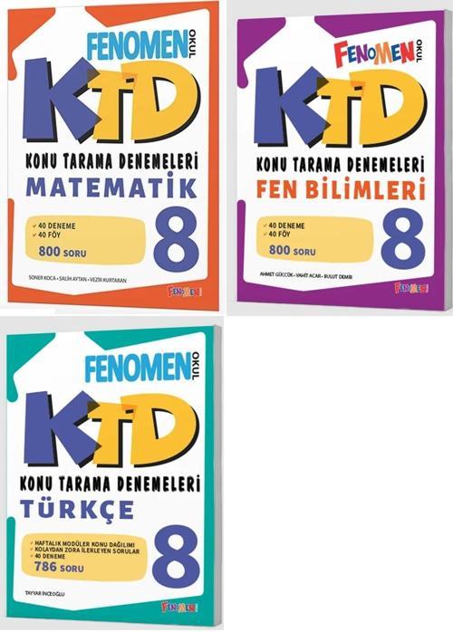 Fenomen Okul 2025 8. Sınıf Lgs Matematik + Türkçe + Fen Konu Tarama Denemeleri Seti 3 Kitap