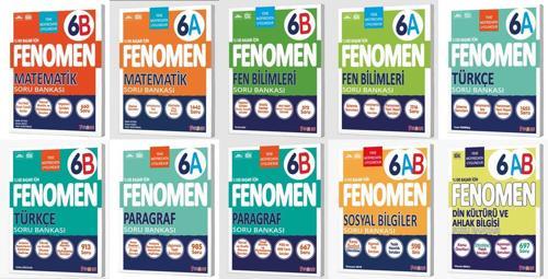 Fenomen Okul 2026 6. Sınıf Matematik + Türkçe + Fen + Paragraf + Sosyal + Din A + B Soru Seti 12 Kitap Güncel Müfredat