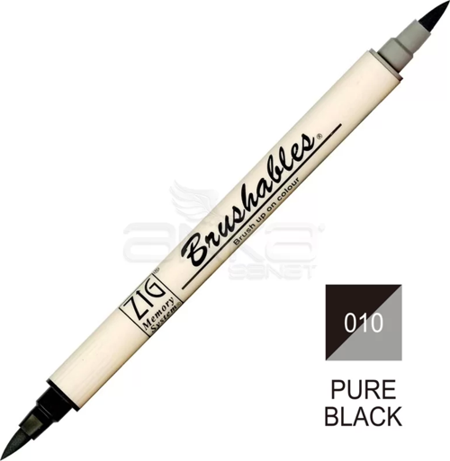 Brushables 2 Renk Tonu Fırça Uçlu Marker Kalem 010 Pure Black
