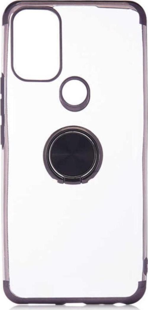 General Mobile 21 Pro Kılıf Dört Köşeli Yüzük Tutuculu Şeffaf Silikon Reverse Siyah Uyumlu