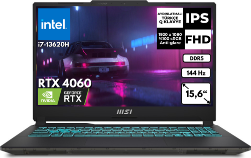 Cyborg 15 i7-13620H 64 GB 4 TBSSD 8GB RTX4060 15.6" 144Hz FHD FreeDos Gaming Laptop A13VF-892XTRAT30