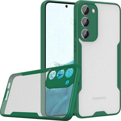 Galaxy S23 Plus Ile Uyumlu Kılıf Pastel Renkli Kenar Perfe Tpu Mat Yüzeyli Silikon Kılıf Koyu Yeşil