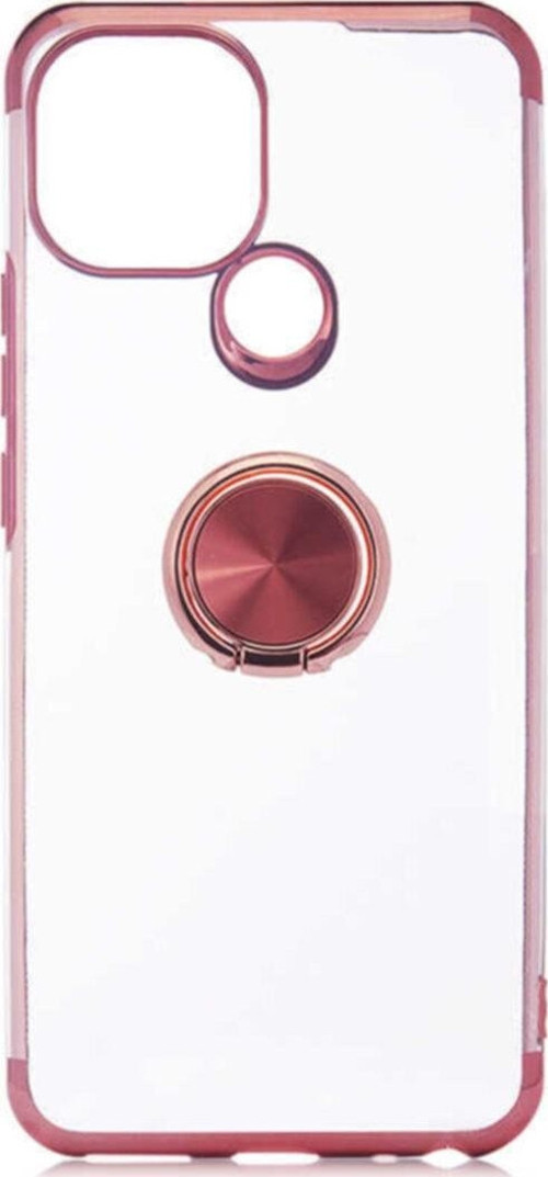 General Mobile 21 Uyumlu Kılıf Dört Köşeli Yüzük Tutuculu Şeffaf Silikon Reverse Rosegold