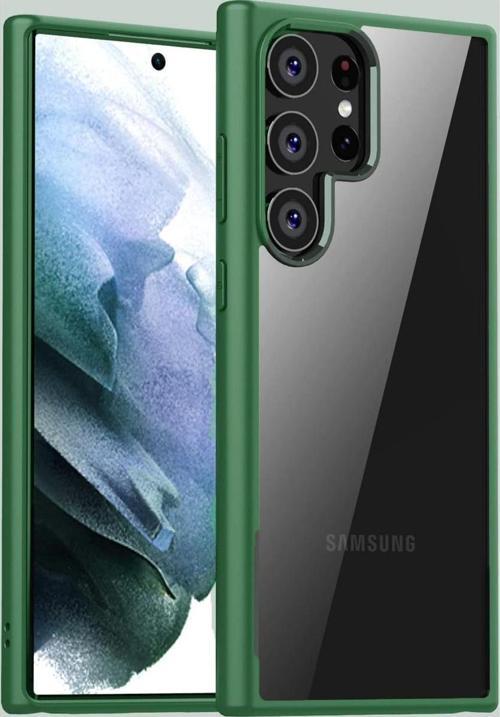 Galaxy S23 Ultra ile uyumlu Kılıf Kenar Renkli Arkası Şeffaf Kamera Koruma Impact Protectıon Kılıf