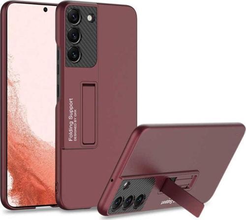 Galaxy S22 Plus Ile Uyumlu Kılıf Mat Görünümlü Kalem Bölmeli Stand Olabilen Koyu Mor