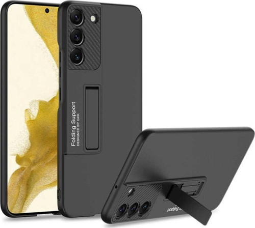 Galaxy S22 Plus Ile Uyumlu Kılıf Mat Görünümlü Kalem Bölmeli Stand Olabilen Siyah