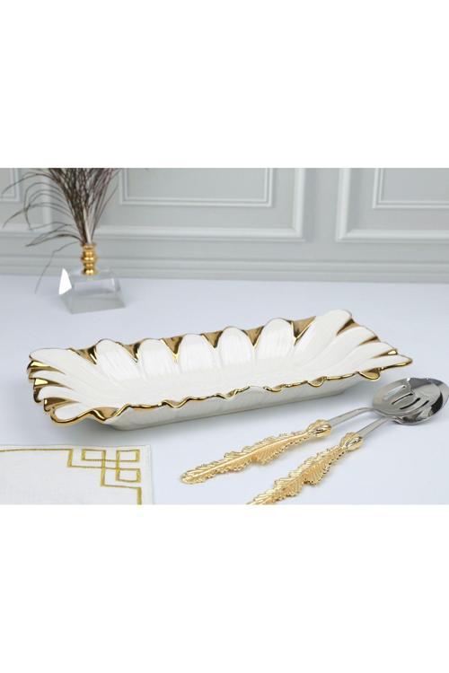 Flora Gold Dik.Derin Sunum Tabak 45*16*6 Cm