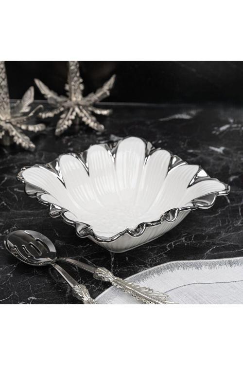 Flora Sılver Kare Salata Kase 25*25*9 Cm