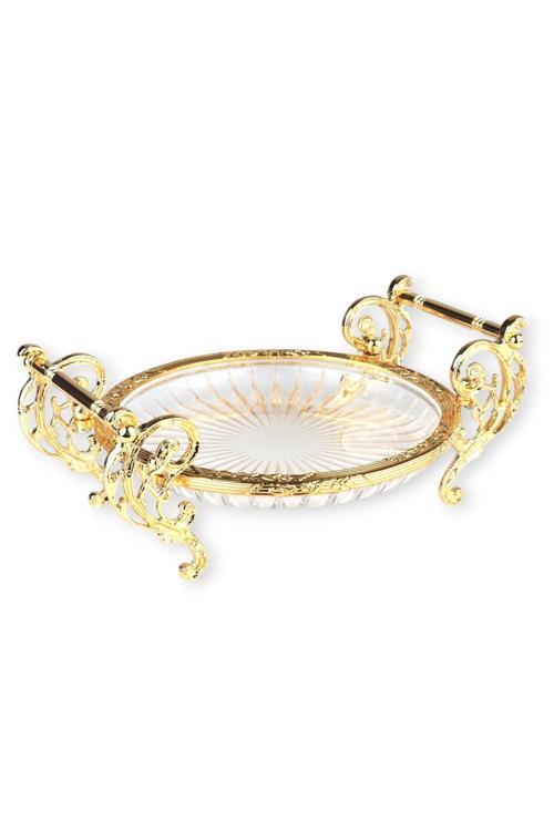 Yuvarlak 21 Cm Kulplu Sunum Tabak Gold