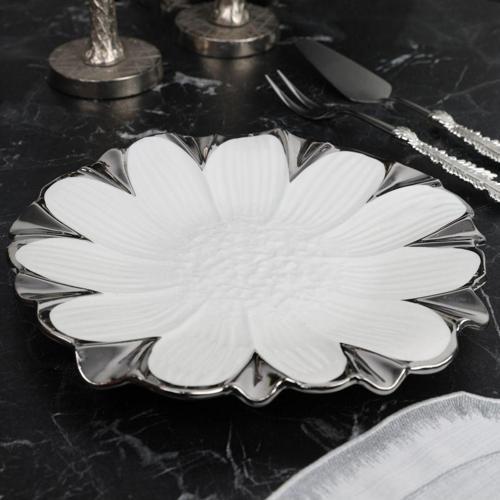 Flora Sılver Yuvarlak Sunum Tabak 30 Cm