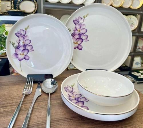 Purple Flower 24 Parça 6 Kişilik Yemek Takımı