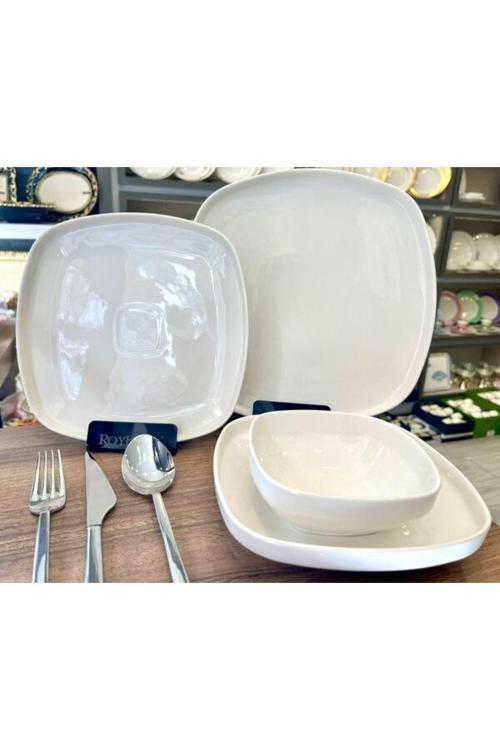 Ellıe Whıte Body 24 Parça 6 Kişilik Yemek Takımı