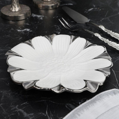 Flora Sılver Yuvarlak Sunum Tabak 25 Cm