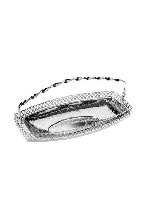 Queen Anne Qa 28 Üstten Kulplu Bonbon Tepsi Gümüş 24*13 Cm