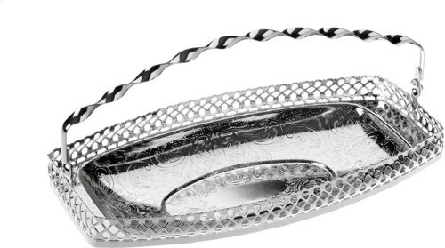 Queen Anne Qa 28 Üstten Kulplu Bonbon Tepsi Gümüş 24*13 Cm