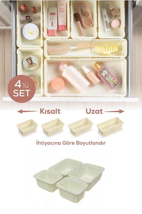 4'lü Set Ayarlanabilir Çekmece Içi Düzenleyici Kutu – Uzayıp Kısalabilen Organizer Seti (2A2B)