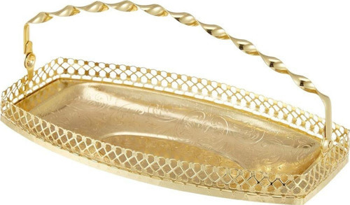 Queen Anne Qa 97 Üstten Kulplu Bonbon Tepsi Altın 24*13 Cm